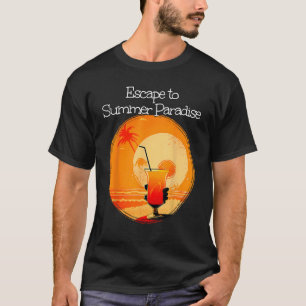 T-shirt Fuyez vers Summery Paradise avec coucher de soleil