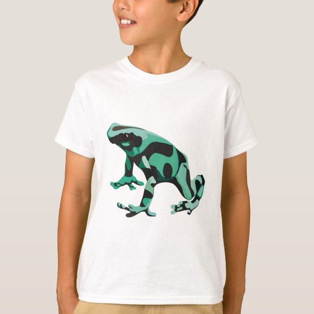 T-shirt G est pour la grenouille à poison vert et noir (Devant)