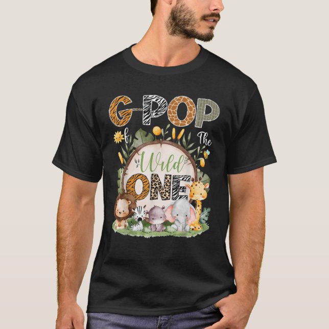 T-shirt G Pop Of The Wild One 1EBirthday Safari Jungle W (Devant)