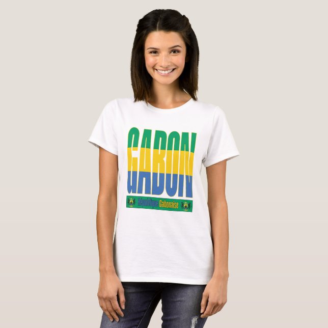 T-shirt Gabon - Conception de texte (Devant entier)