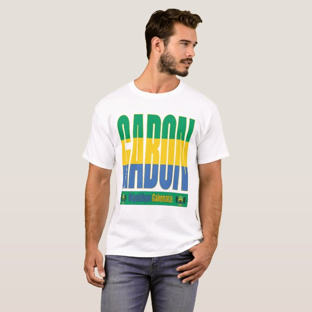 T-shirt Gabon - Conception de texte (Devant entier)