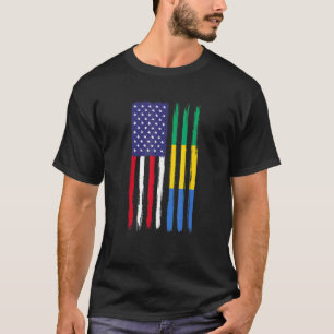 T-shirt Gabonais Racines Drapeau à moitié américain Gabone