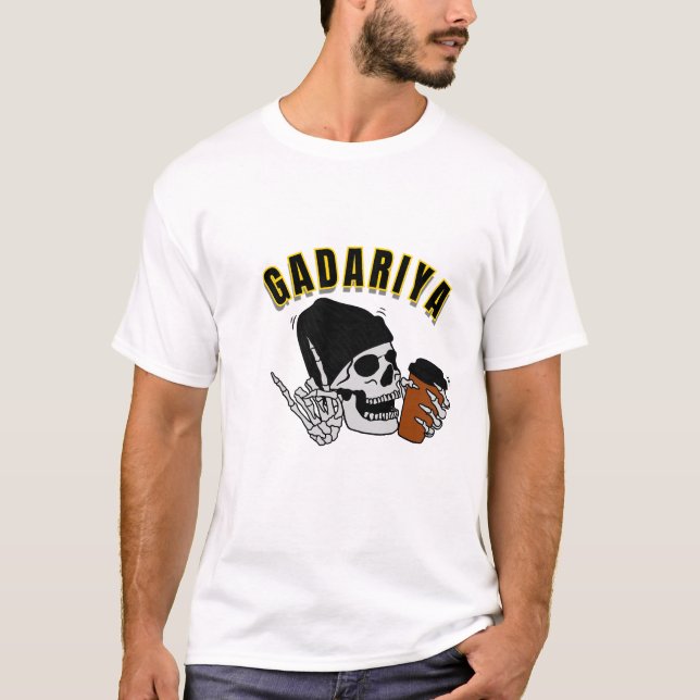 T-shirt Gadariya Graphisme crânien Typographie hindi T-shi (Devant)