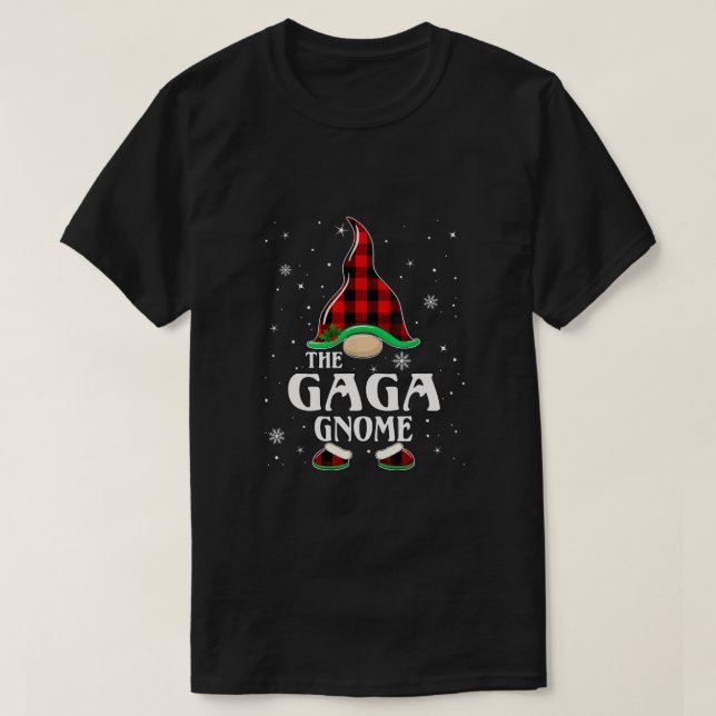 T-shirt Gaga Gnome Buffalo Plaid Correspondant Famille Noë (Design devant)