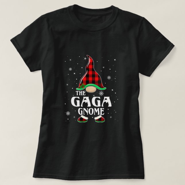 T-shirt Gaga Gnome Buffalo Plaid Correspondant Famille Noë (Design devant)