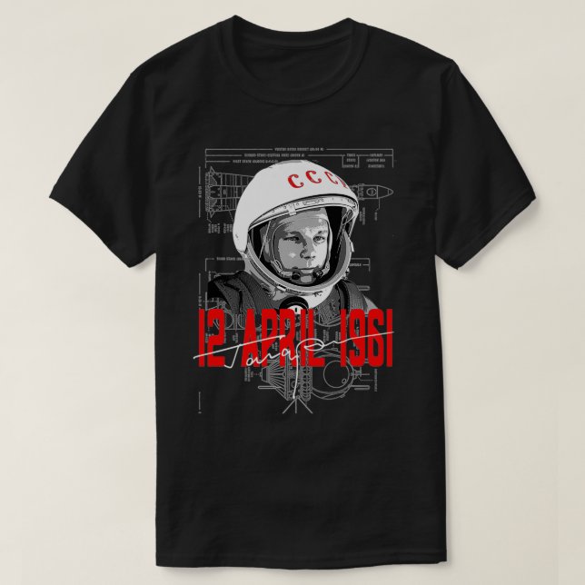 T-shirt Gagarin Cosmonautics Day 60th Anniversary Space As (Design devant)