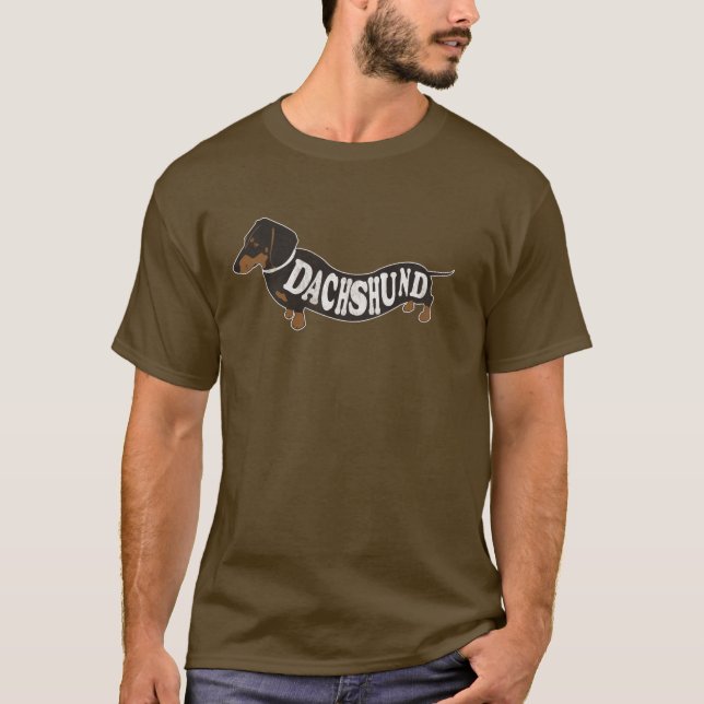 T-shirt gainé vintage de teckel long (Devant)