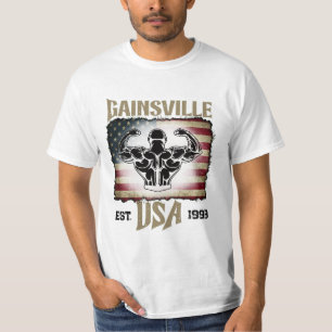 T-shirt Gainsville USA Étoiles Et Bandes Bodybuilding