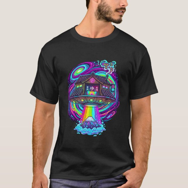 T-shirt Galactic Sento UFO: Psychedelic Japanese Bathhouse (Devant)