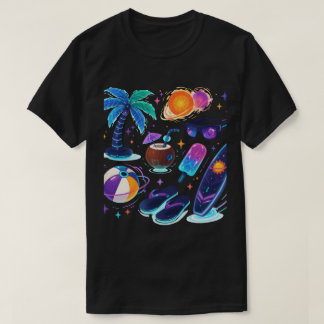 T-Shirt Galactic Summer Vibes – Néon Futuriste