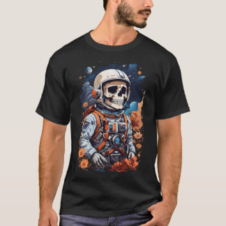 T-shirt Galaxie Florale Le Voyage De L'Astronaut Skeleton