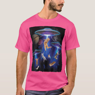 T-shirt Galaxy Chat Drôle Chat Ufo Abduction