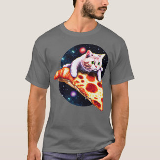 T-shirt Galaxy Chat équitation Une tranche de pizza