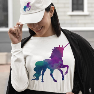 T-shirt Galaxy Unicorn Sky couleurs de bleu et de violet,