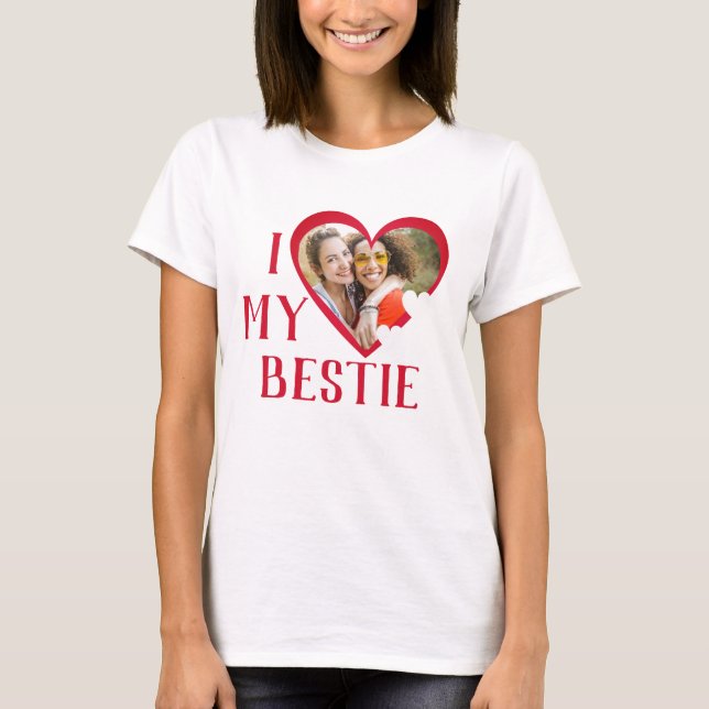 T-shirt Galentines I Love My Bestie Photo personnalisée (Devant)
