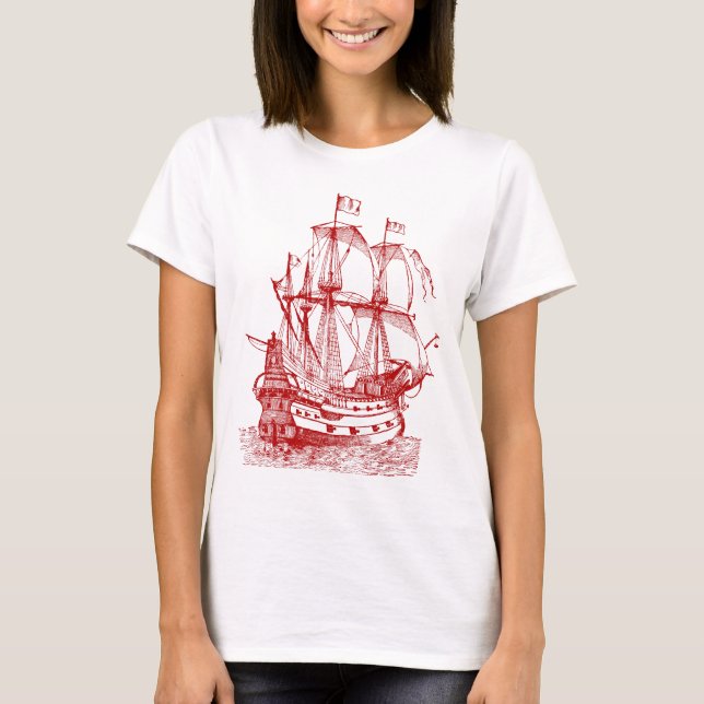 T-shirt Gallion - Rouge rubis (Devant)