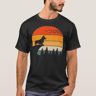 T-shirt Gallois Corgi Chien Coucher De Soleil Style Rétro 