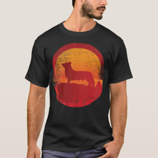 T-shirt Gallois Corgi Chien Retro Sunset1614