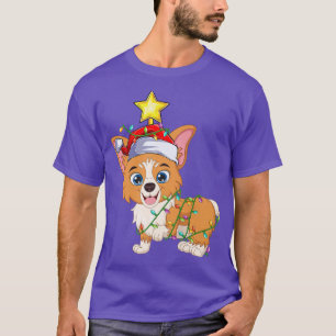 T-shirt Gallois Corgi Xmas Lighter Tree Père Noël Welsh Co