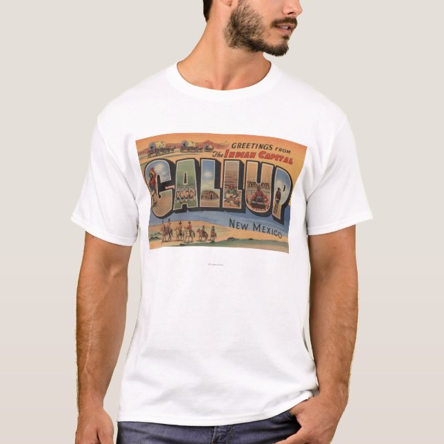 T-shirt Gallup, Nouveau Mexique - grandes scènes de lettre (Devant)