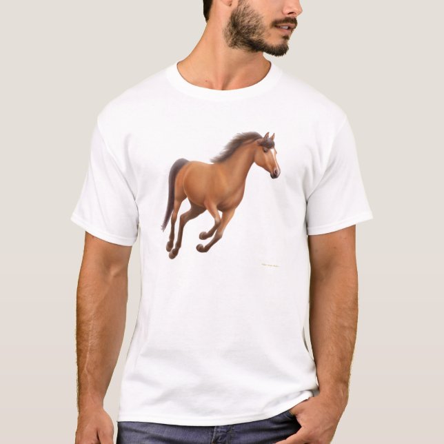 T-shirt galopant de cheval de baie (Devant)