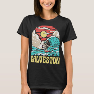 T-shirt Galveston Texas Beach Vintage Surfer Retro Eightie