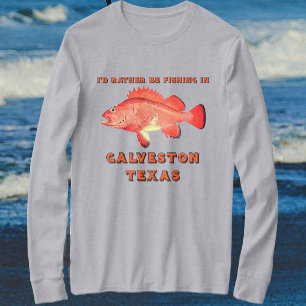 T-shirt Galveston Texas Je Préférerais Pêcher Sleeve Long