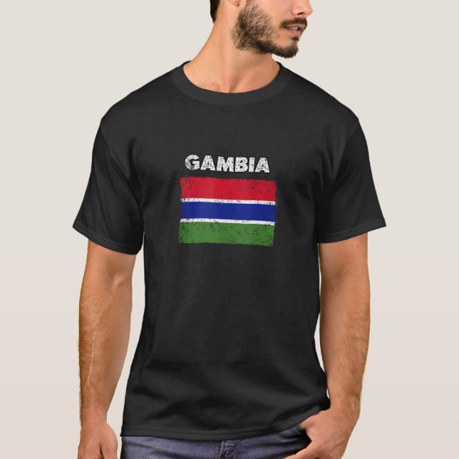 T-shirt Gambie Pays Drapeau Avec Gros Style Distressé T (Devant)