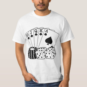 T-shirt Gambling Casino Cartes Dice Poker Chips Art