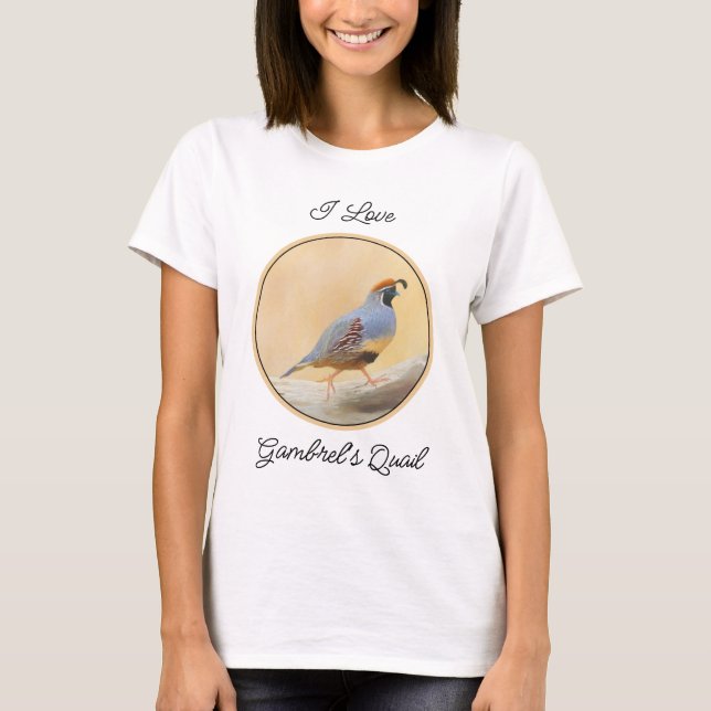 T-shirt Gambrel's Quail Painting Original Bird Art (Devant)