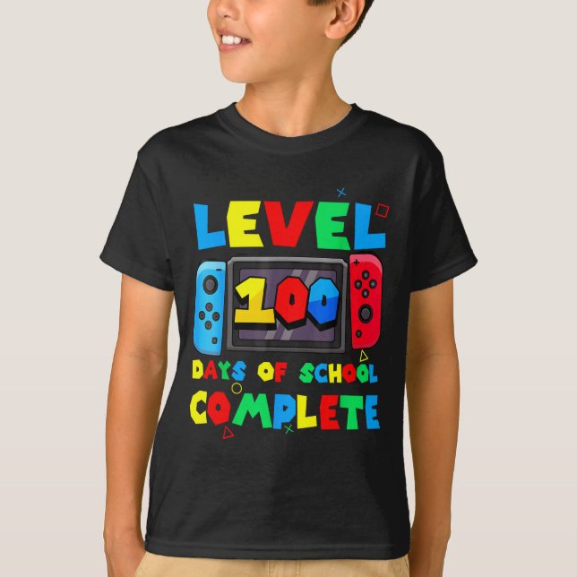 T-shirt Game Controller Level 100 Days Of School Complete  (Devant)