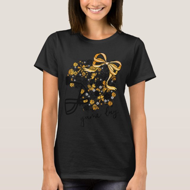 T-shirt Game Day Football Season Football Mama Girl Black  (Devant)