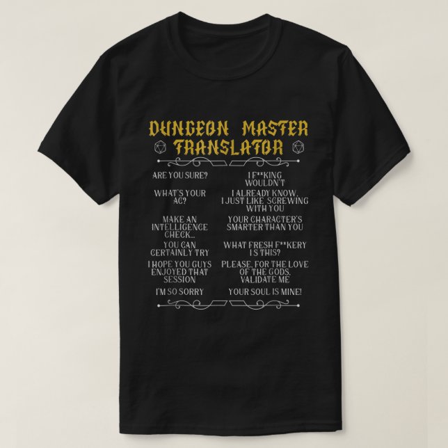 T-shirt Game Master Translator RPG Tabletop Humor Tee (Design devant)
