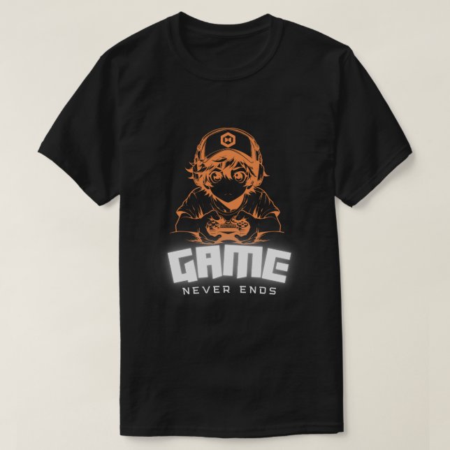 T-shirt Game Never Ends Gamer Art Tee (Design devant)