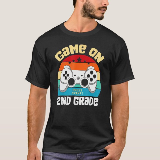 T-shirt GAME ON 2nd Grade Gamer Teacher Student Back To Sc (Devant)