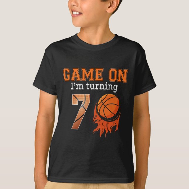 T-shirt Game-On I'm Turning 7 Basketball 7th Birthday Boy (Devant)