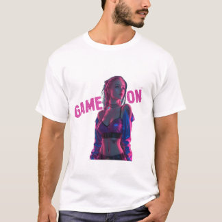 T-shirt Game On Neon Gamer Girl