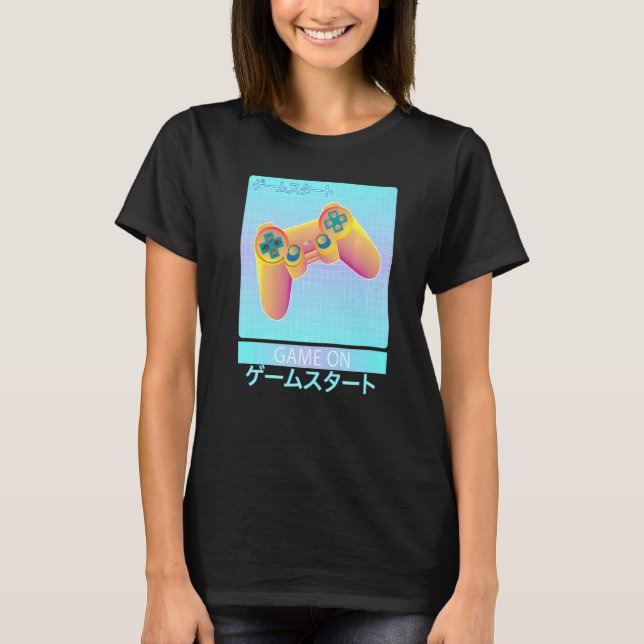 T-shirt Game On Video Game Controller Retro Vaporwave Japa (Devant)