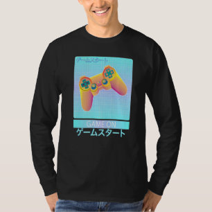 T-shirt Game On Video Game Controller Retro Vaporwave Japa