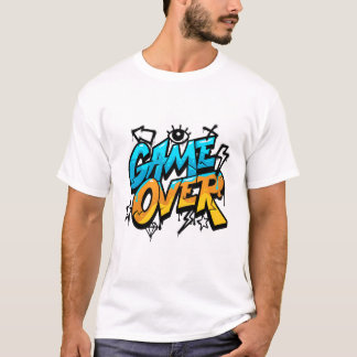 T-shirt Game Over Graffiti Design – Blue and Orange Street