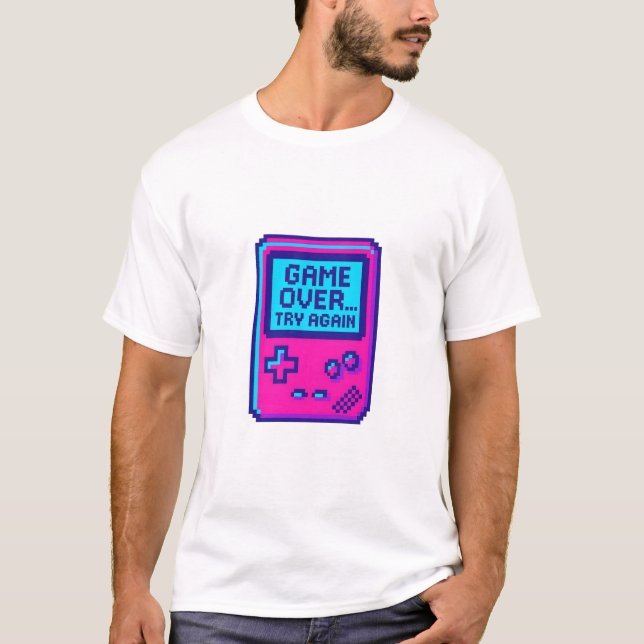 T-shirt Game Over Try Again – Retro Pixel Gamer  (Devant)