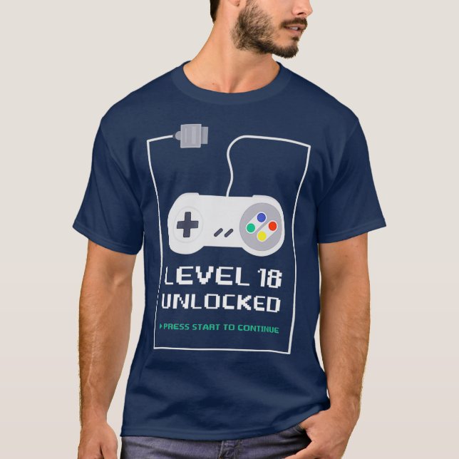 T-shirt Gamer 18 ans 18e anniversaire Cadeau niveau 18 (Devant)
