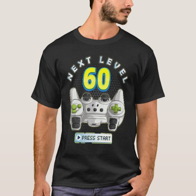 T-shirt Gamer 60e Anniversaire Prochain Niveau 60 Contrôle (Devant)