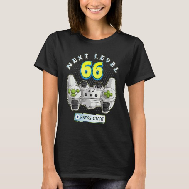T-shirt Gamer 66e Anniversaire Prochain Niveau 66 Contrôle (Devant)