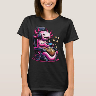 T-shirt Gamer Axolotl Popcorn Chaise de jeu Casque Jeu