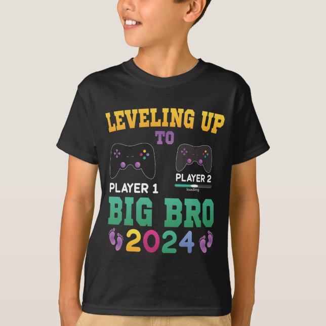 T-shirt Gamer Big Brother | Leveling Up to Big Bro (Devant)