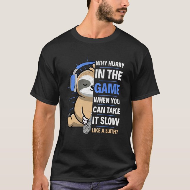 T-shirt Gamer Boy Sloth  Sloth Gaming Pun Phrase Boys Men  (Devant)