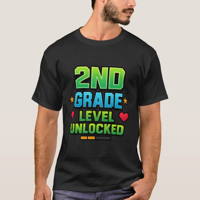 T-shirt Gamer Boys Ck To School 2nd Grade First Day Second (Devant)