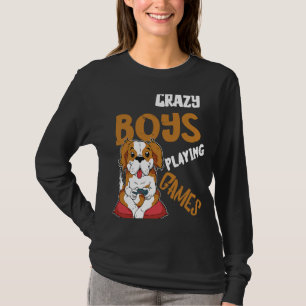 T-shirt Gamer Boys Joueur Chien Consoles Joueur Vidéo Jeu 