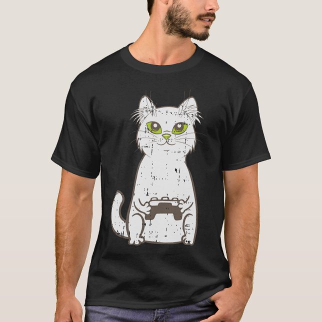 T-shirt Gamer Cat Video Game Controller Cute Gaming Geek G (Devant)